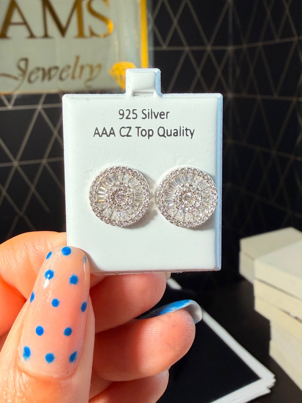 Sterling Silver Round CZ Halo Stud Earrings - White